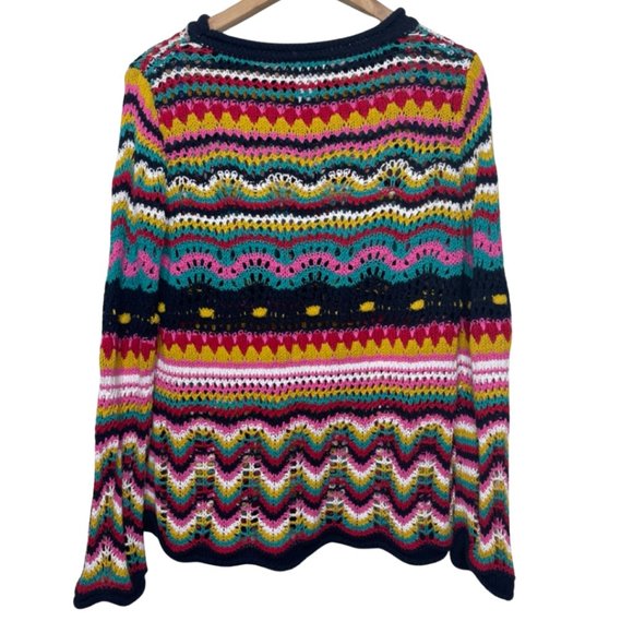 LA SEINE | Reto Multi-color Textured Open Knit Crochet Sweater | Size S - Picture 6 of 9